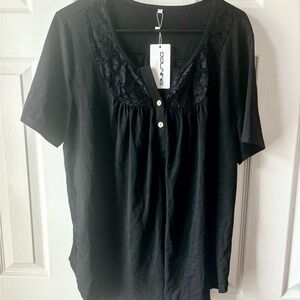 Dolnine Black Lace Accent Women's Blouse